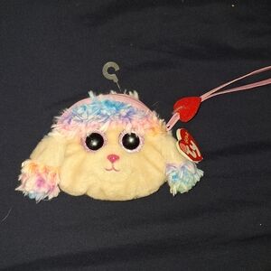 TY Plush Dog Coin Purse Pink Rainbow